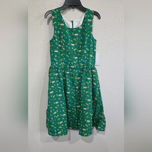 Green Printed Sleeveless Dress